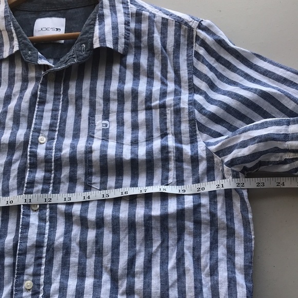 JOES Jeans linen blend striped short sleeve button down shirt XL blue white - Picture 7 of 11